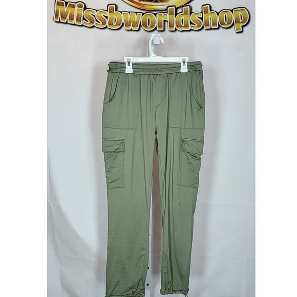 No Comment Green Stretch Cargo Jogger Pants Size M - Picture 2 of 4